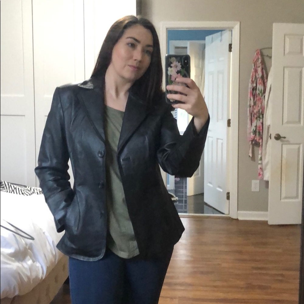 East 5th Black Leather Jacket Medium